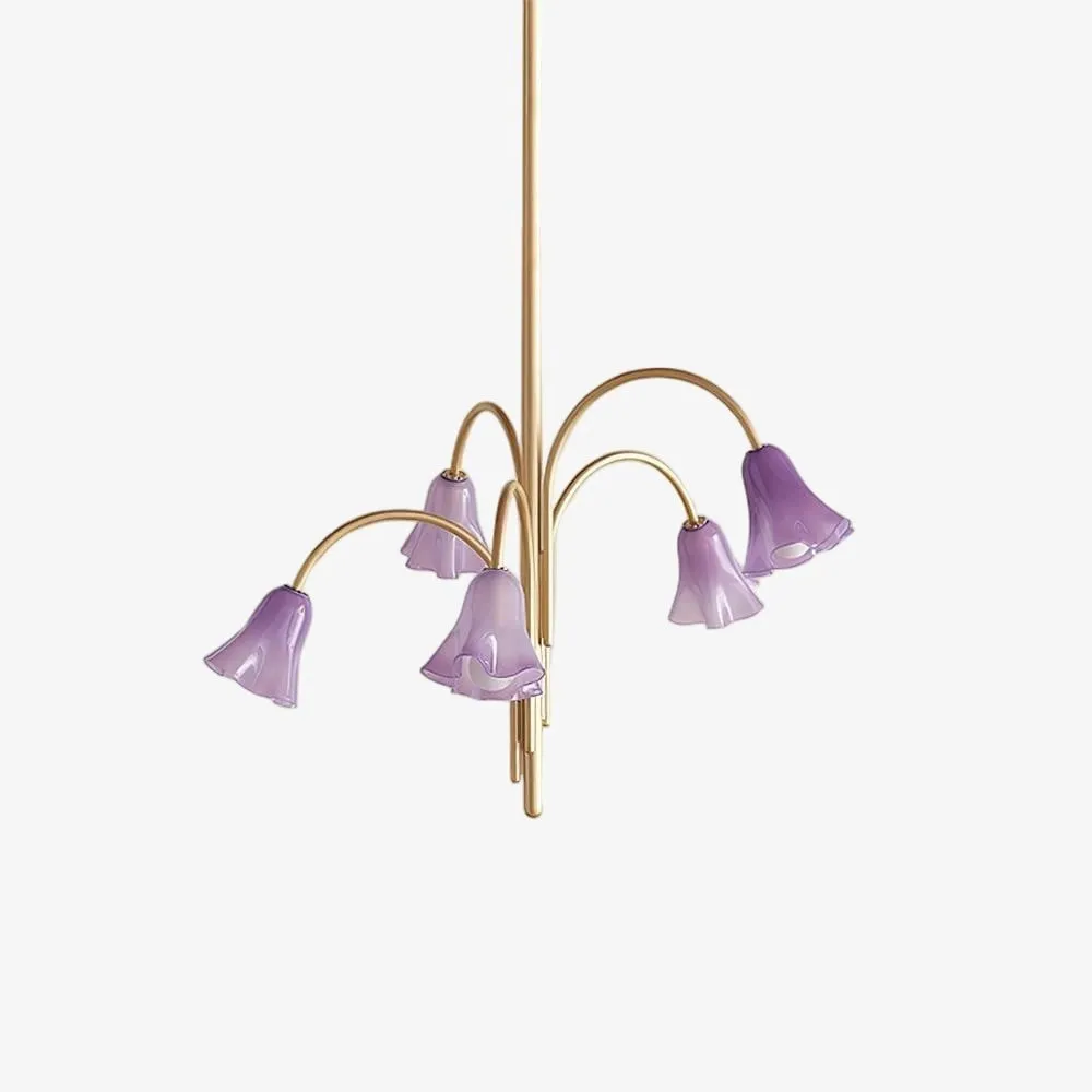 Bellina Modern Romantic Chandelier - Botanical Lily Design with Glass Flowers KL1449