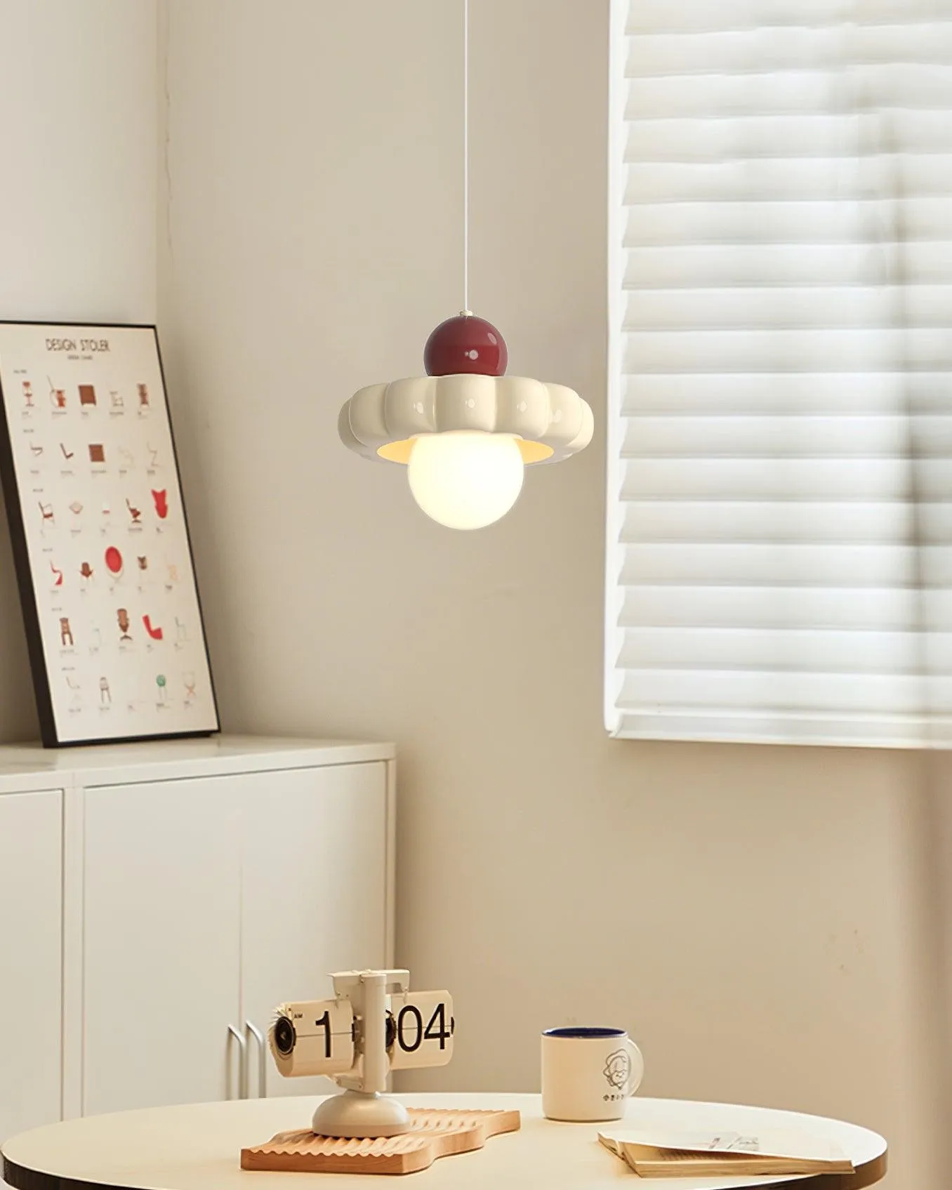 Cream Style Long Line Pumpkin Texture Pendant Lamp KL294