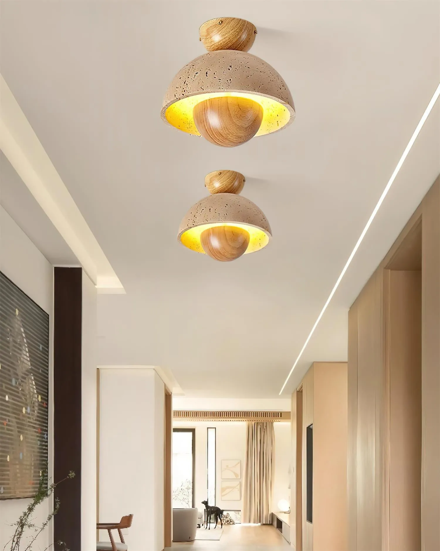 Japanese Wooden Inverted Ceiling Light KL695