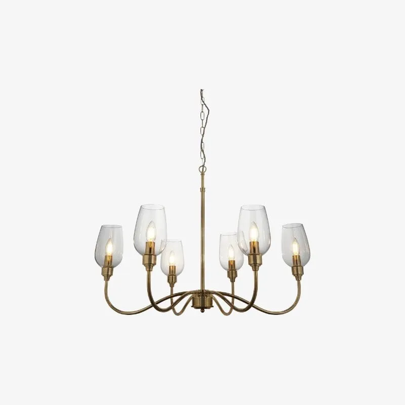 Clarione Art Deco 6-Light Linear Chandelier with Blown Glass Shades for Kitchen KL1882