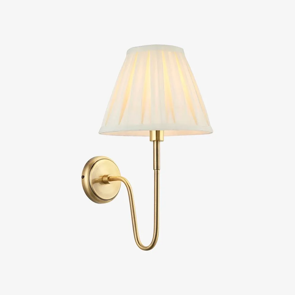 Ivoralux Tapered Fabric Wall Light - Modern Classic Curved Arm Sconce for Hallways or Bedrooms KL1900