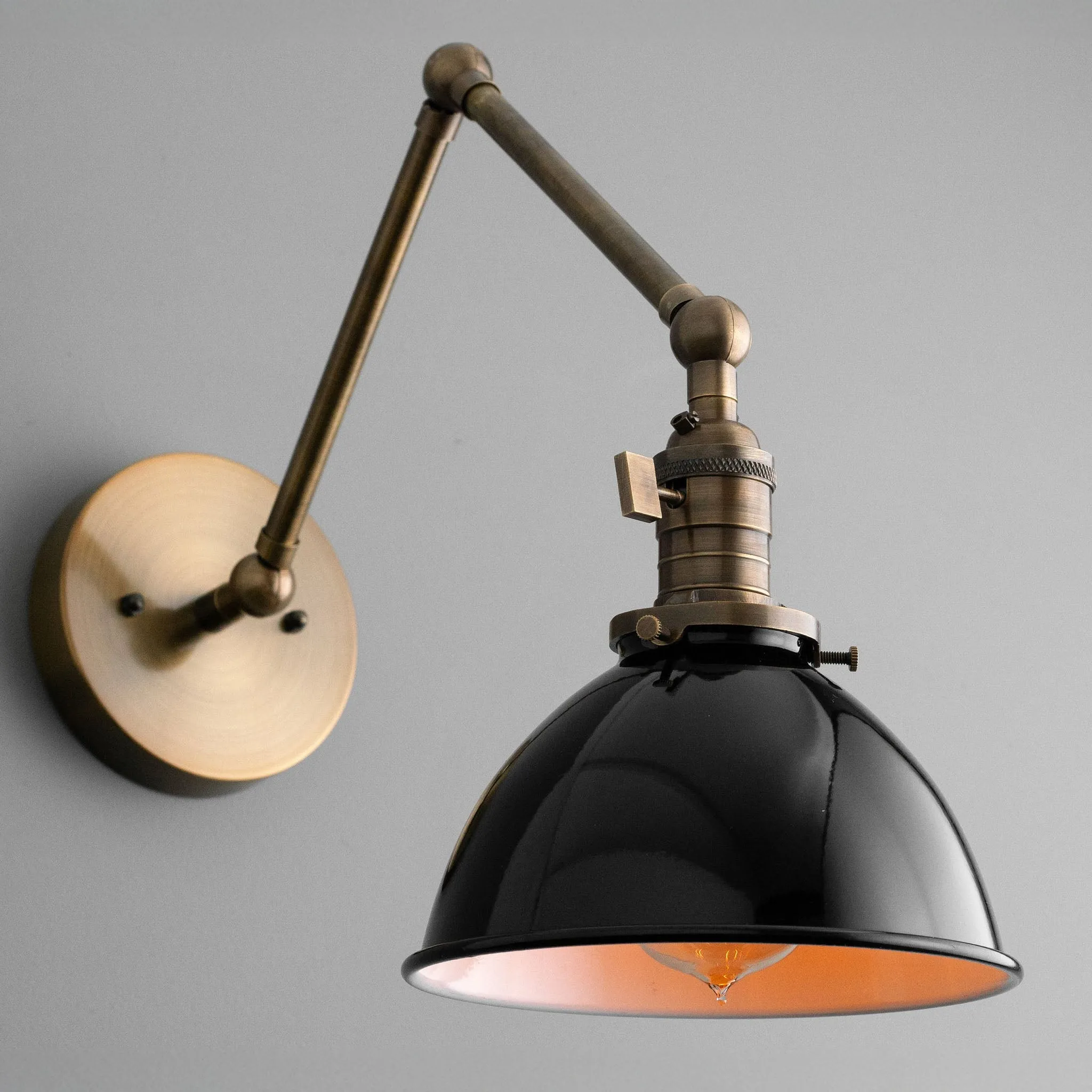 Conique Metal Vintage Industrial Swing Arm Wall Lamp - Adjustable Dome Shade for Study KL1440