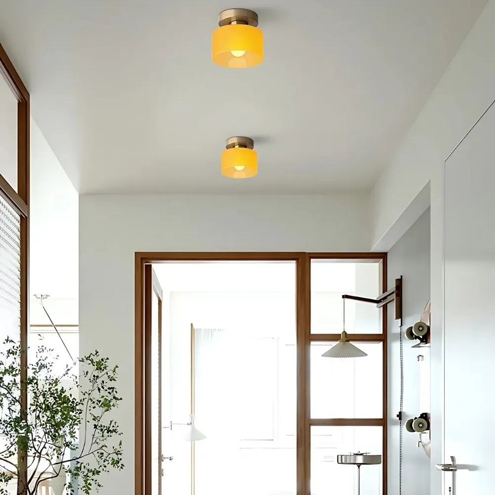 Moriglaze Glass Cylinder Ceiling Light - Sleek Sculptural Ceiling Lamp for Bedroom KL883