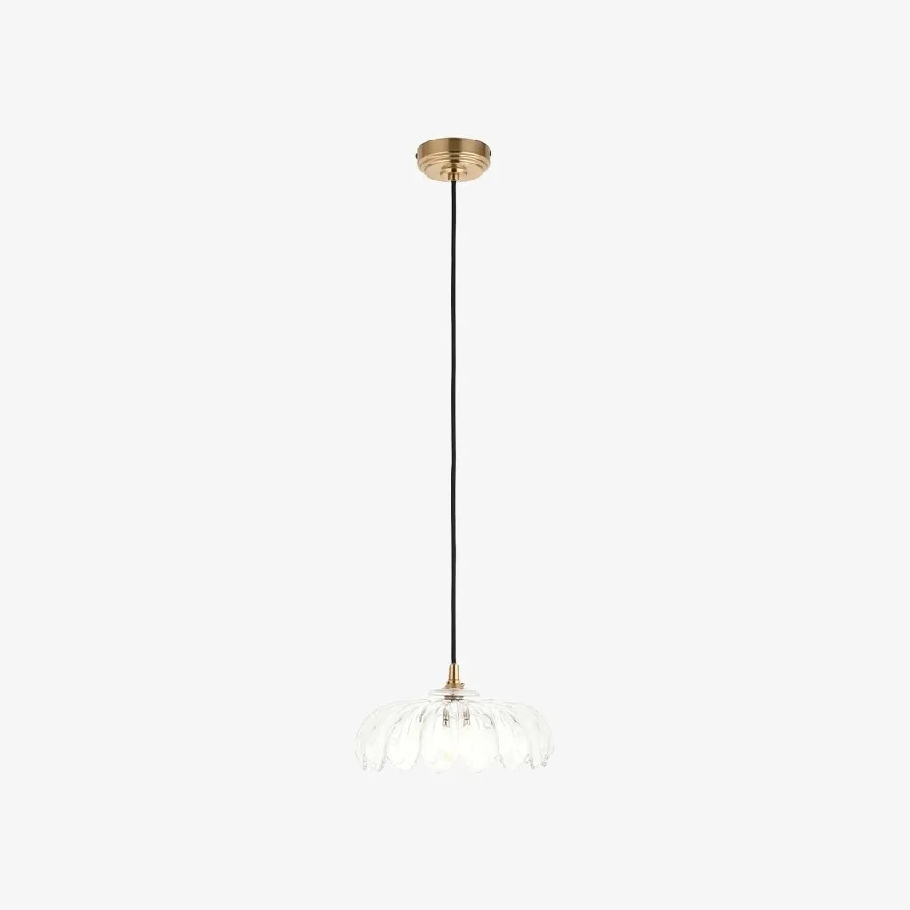 Floriaxis Floral Glass Pendant Light - Floral Glass Shade with Braided Cable for Kitchen or Dining KL1912