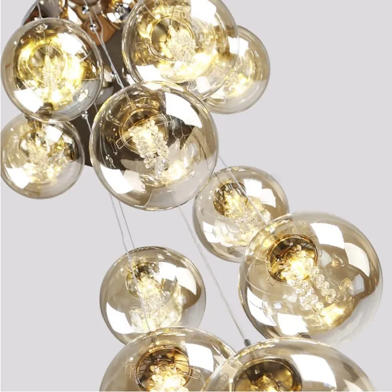 10 Glass Ball Staircase Chandelier
