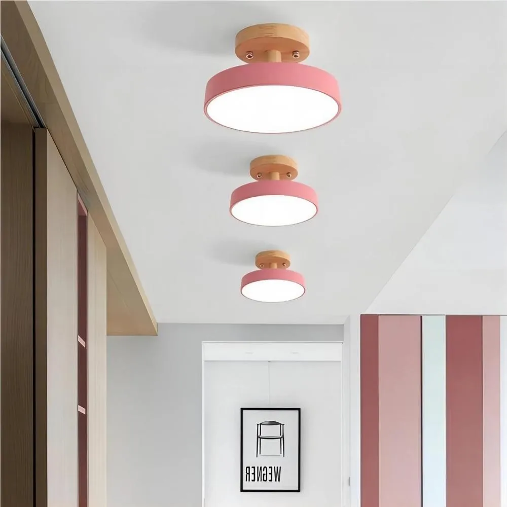 Scandinavian Design Round Wooden Ceiling Light KL37