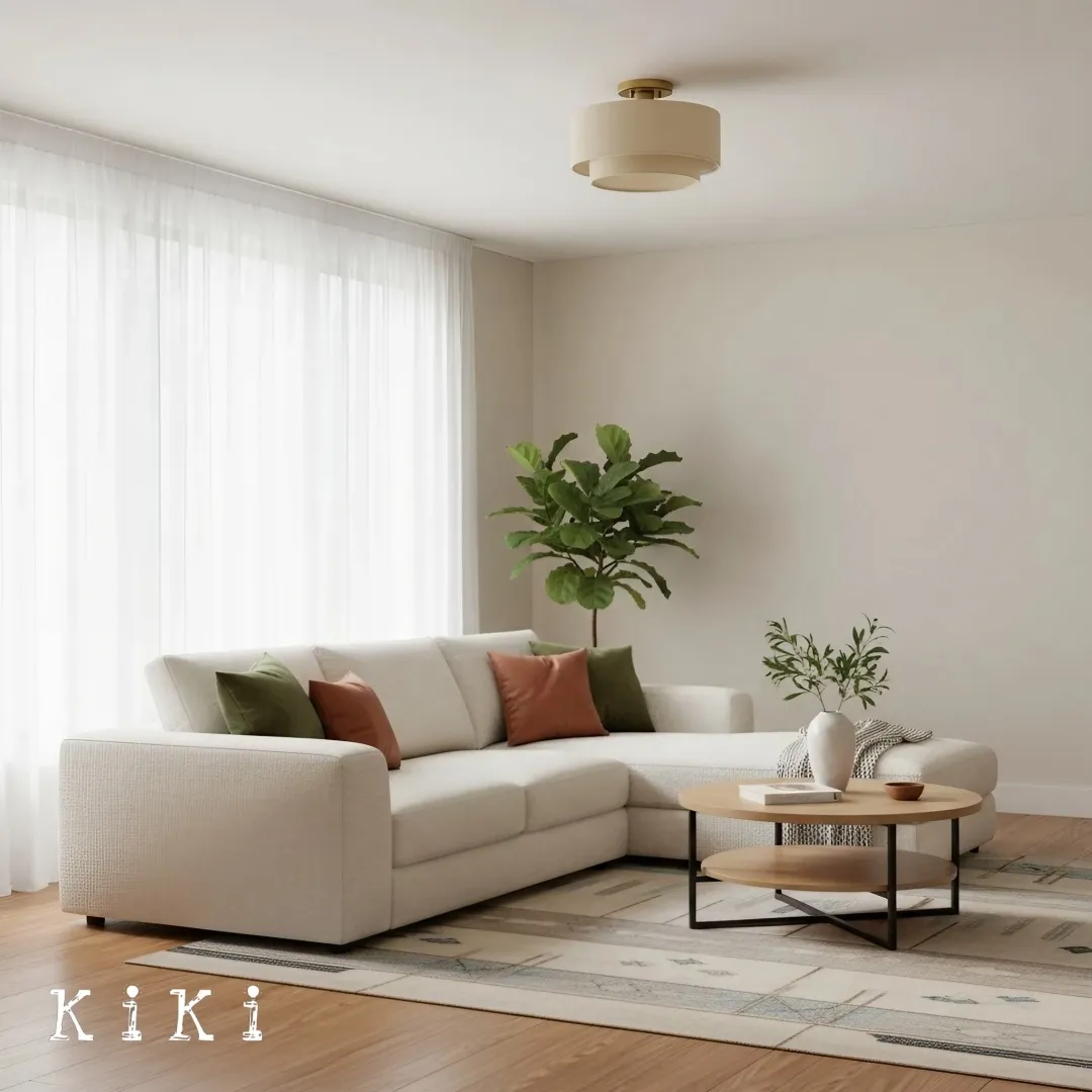 Lumeris Fabric Layered Drum Ceiling Lamp - Modern Indoor Lighting for Home Spaces KL2353