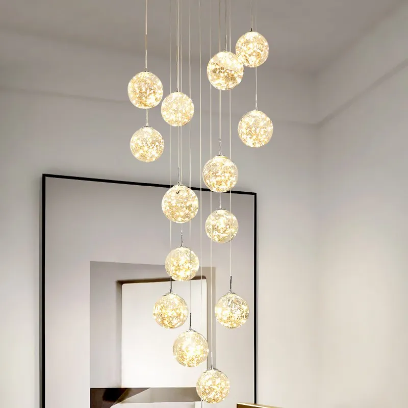 10 Glass Ball Staircase Chandelier