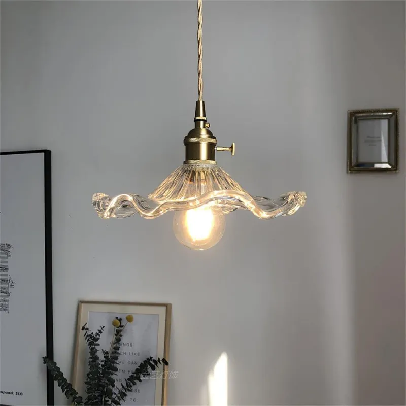 Retro Hibiscus Flower Glass Pendant Light KL113