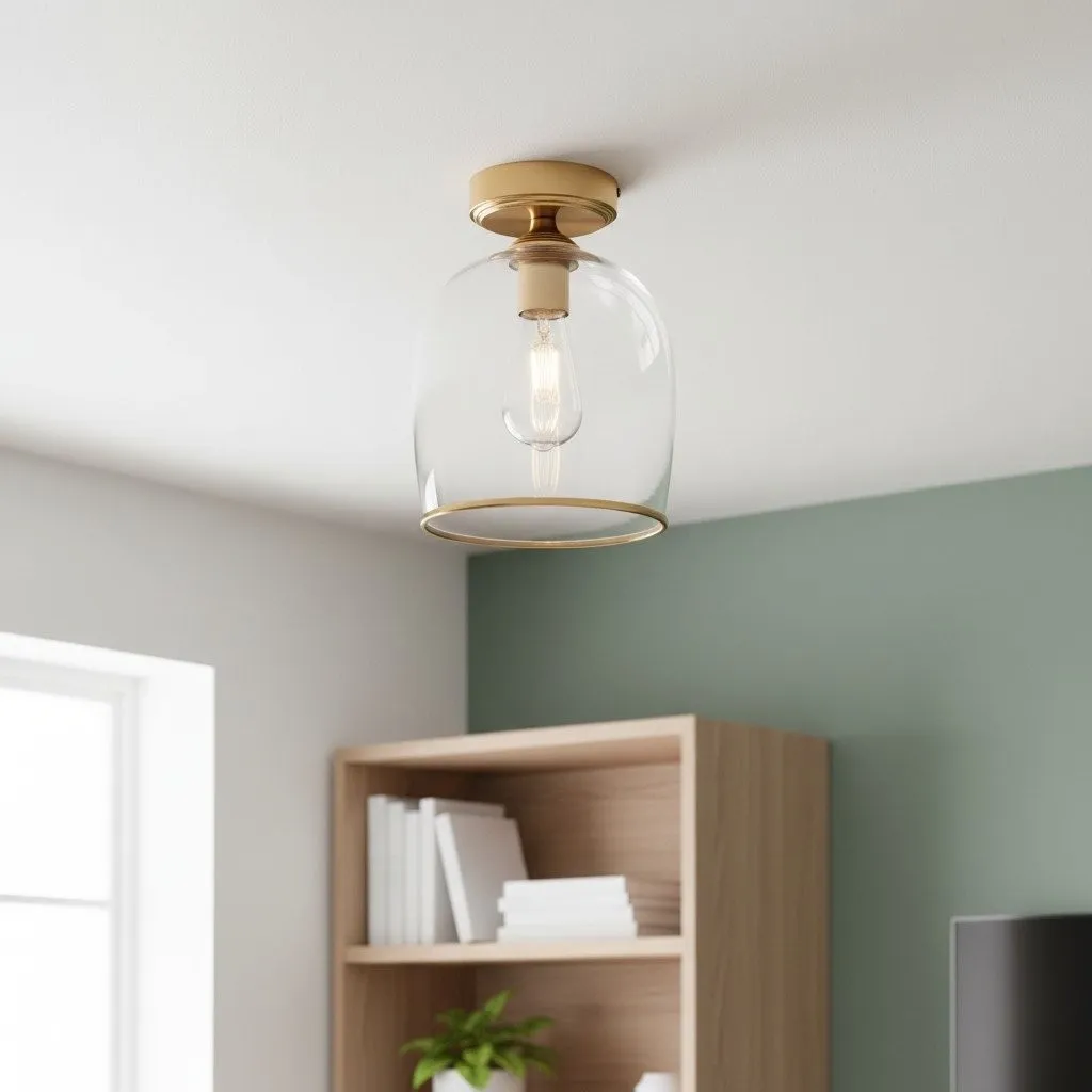 Brazara Dome Ceiling Light - Industrial Ribbed and Clear Glass for Living Room KL1876
