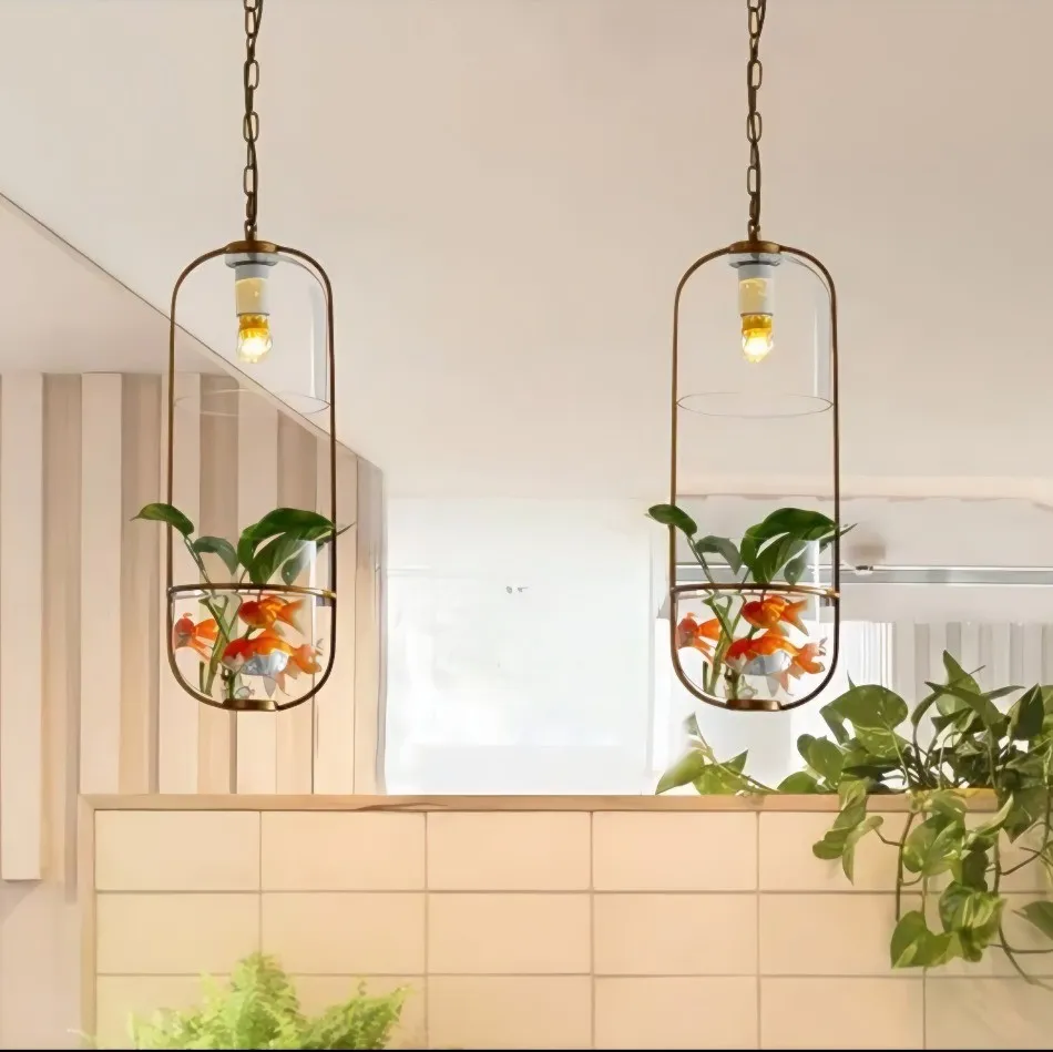 Water Plants Glass Pendant Light