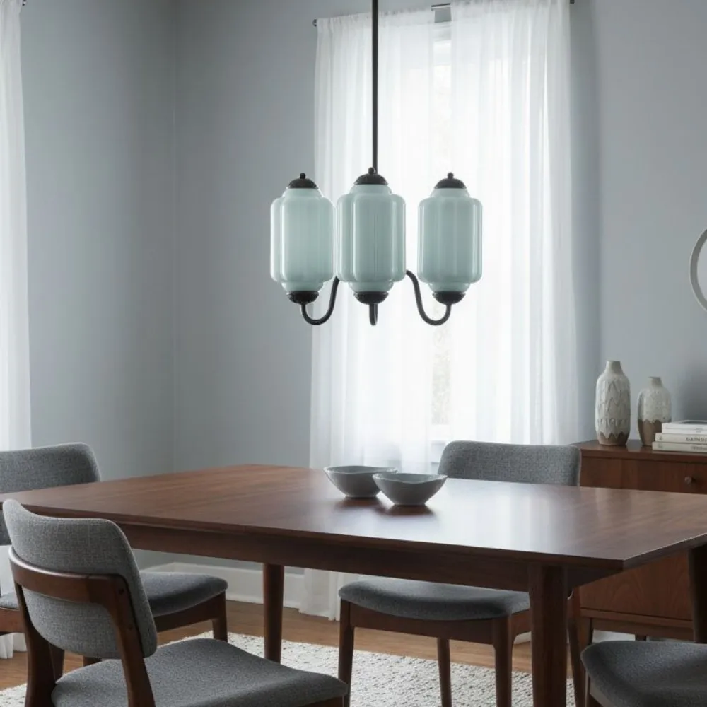 Vintage Eloise Glass 3 Lights Chandelier For Living Room KL928