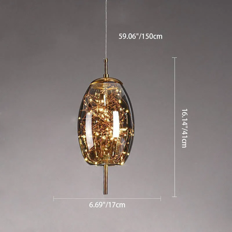 Scandinavian Cylinder Oval Glass Pendant Light KL320