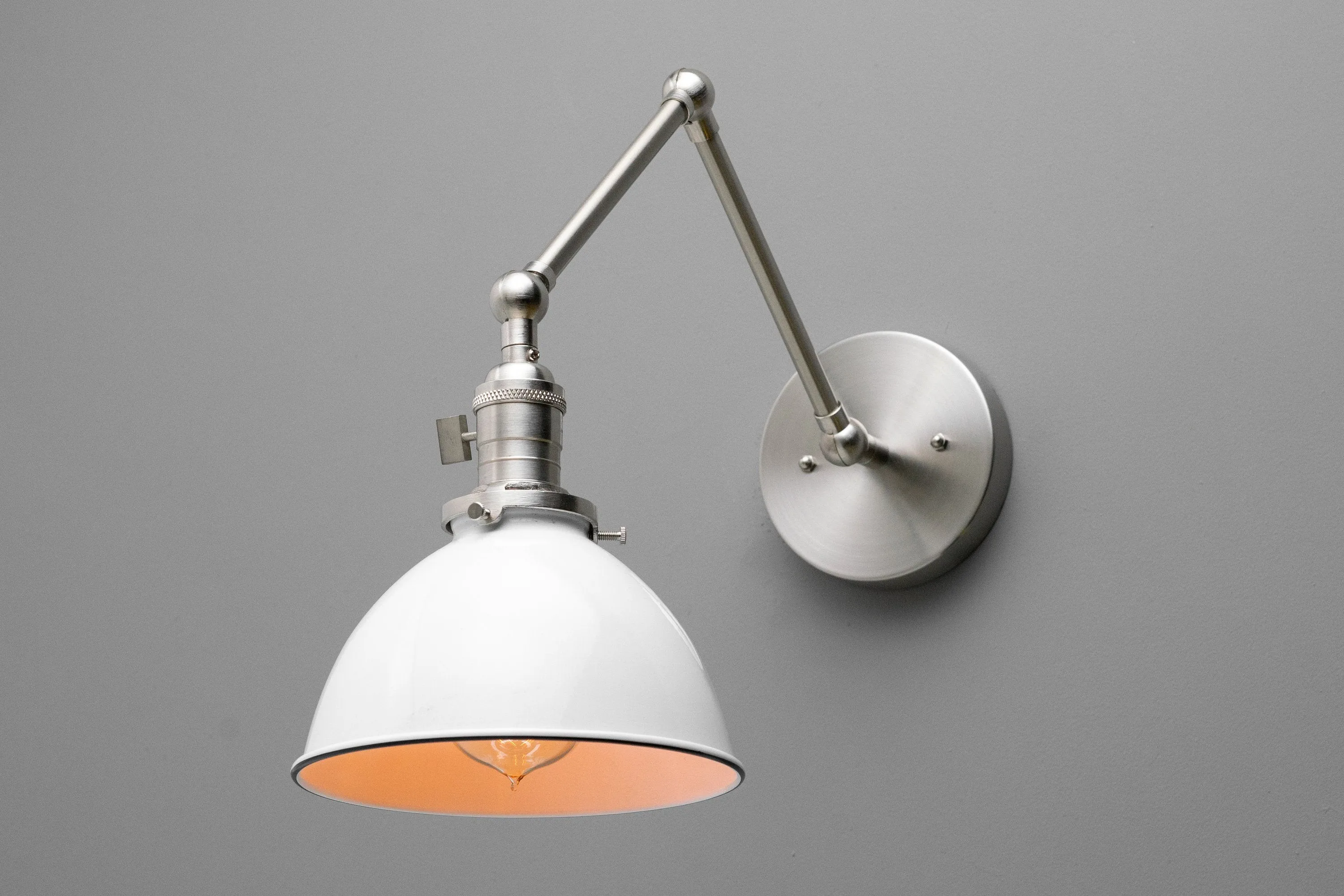 Conique Metal Vintage Industrial Swing Arm Wall Lamp - Adjustable Dome Shade for Study KL1440