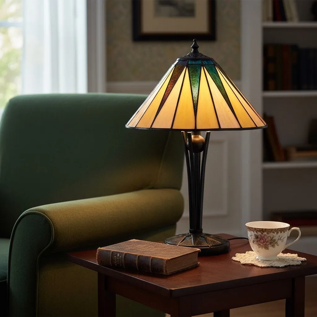 TF Dark Star Tiffany Style Geometric Shade Table Lamp for Bedroom and Accent Lighting KL1927