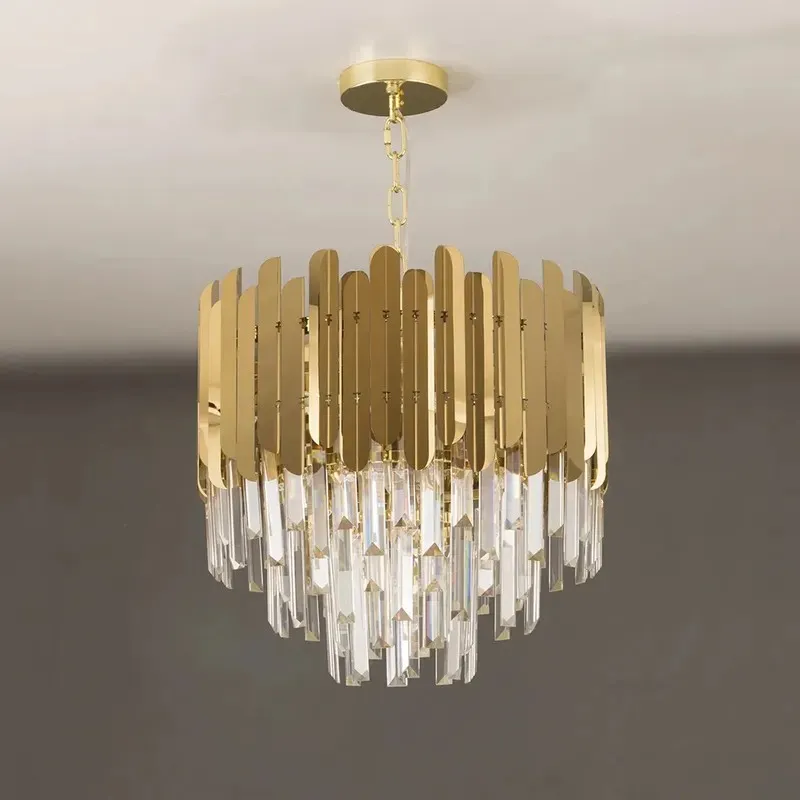 Modern Brass Crystal Chandelier