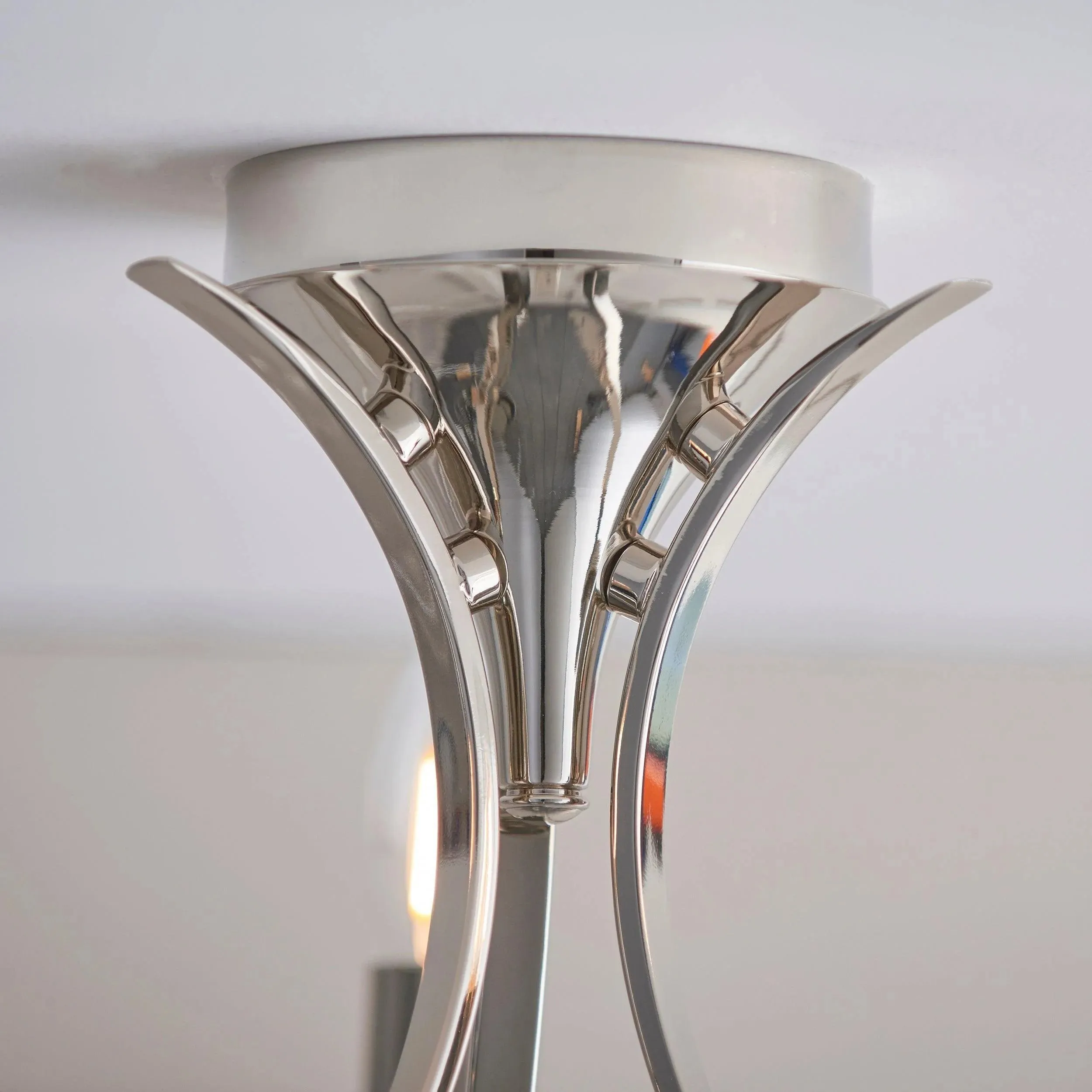 Foline 3-Light Ceiling Fixture with Sweeping Arms - Polished Nickel Semi-Flush for Dining or Entry KL1984