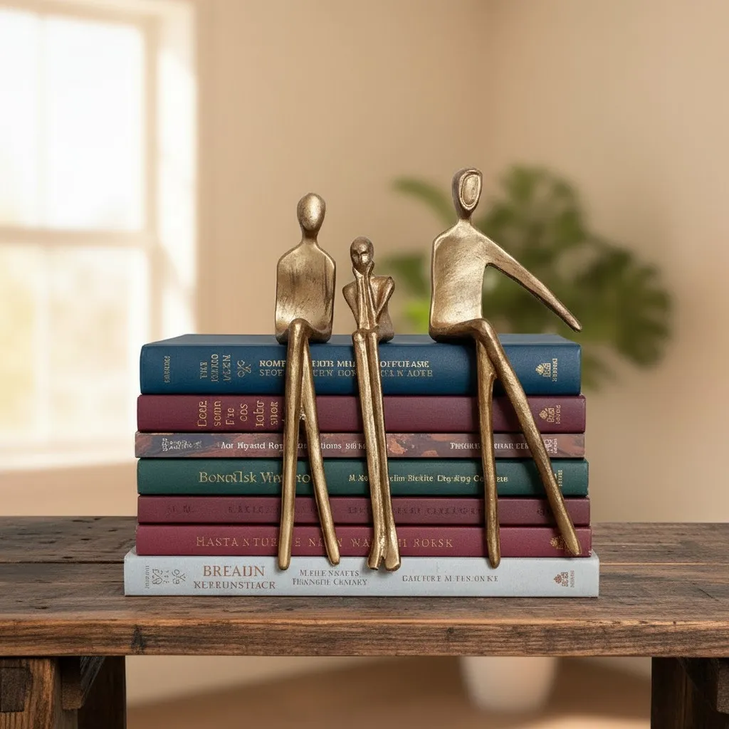 Floxo Abstract Human Figurine And Lazy Dog Sculpture - Nordic Minimalist Metal Decor Shelf And Desk Styling KL2346