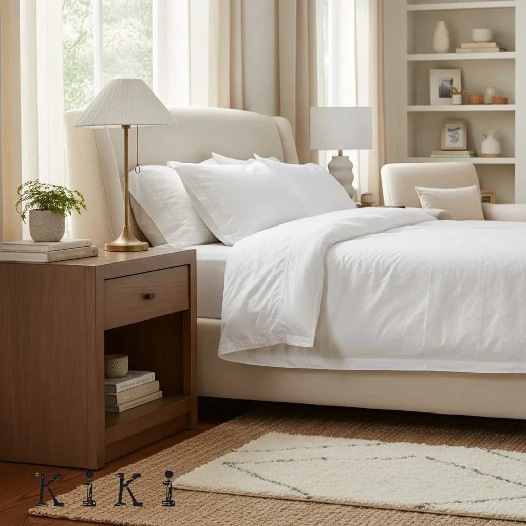 Blossine Linen Scalloped Table Lamp – Modern Elegant Lighting for Bedside or Living Room KL1536