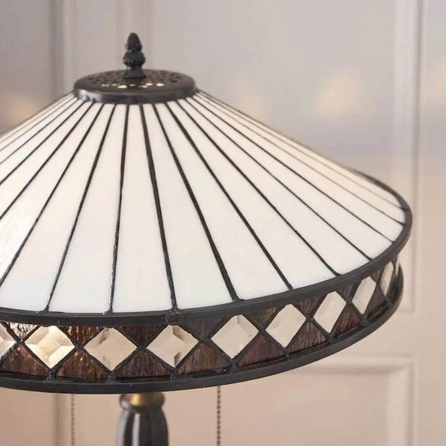 TF Fargo Geometric Stained Glass Table and Floor Lamp - Vintage Art Deco Lamp for Living Room KL1963