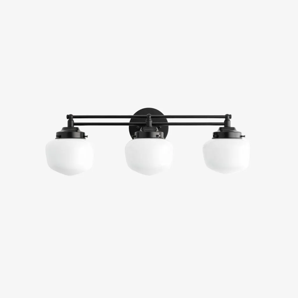 Opalume Glass Art Deco Vanity Light - Bathroom Wall Sconce with White Glass Shades KL1403