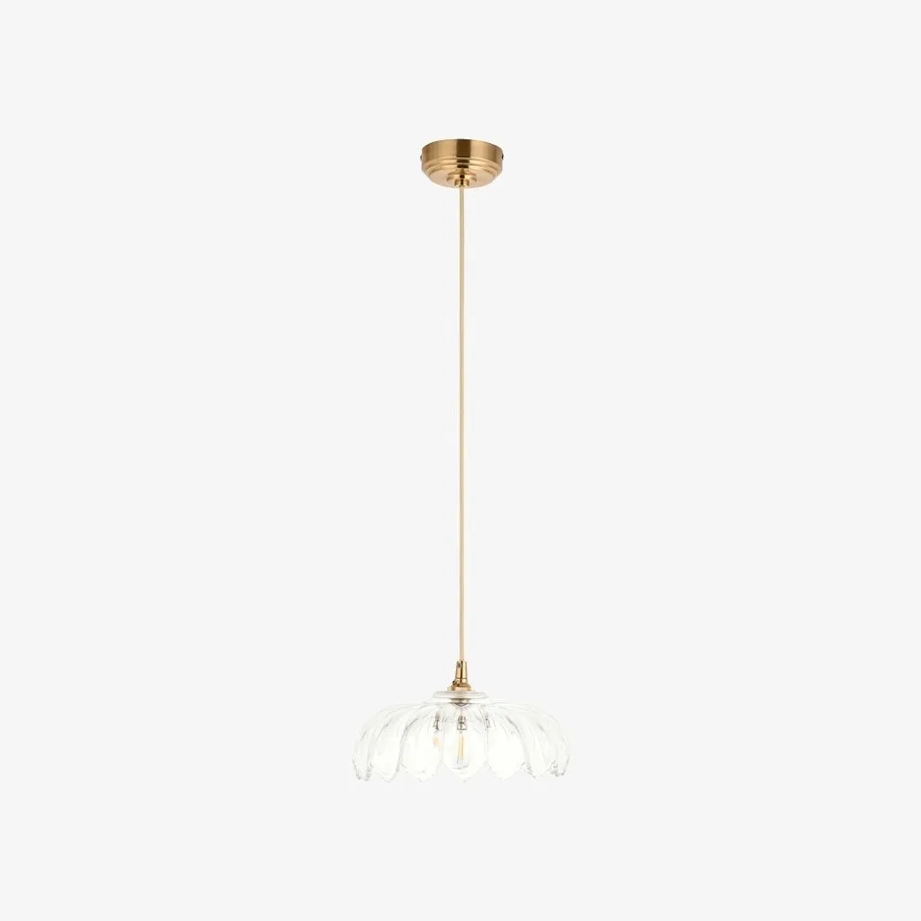 Floriaxis Floral Glass Pendant Light - Floral Glass Shade with Braided Cable for Kitchen or Dining KL1912