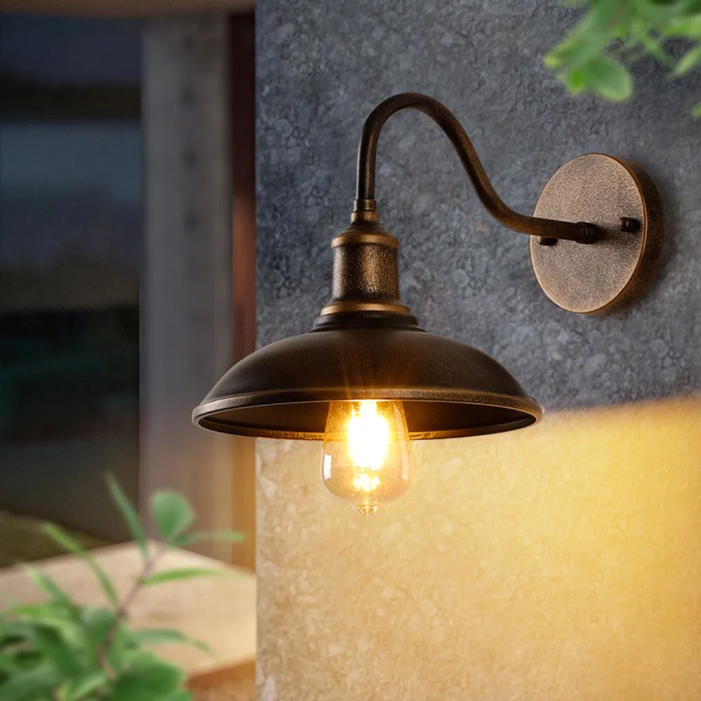 Retro Industrial Bowl Shaped Outdoor Waterproof Wall Light KL810