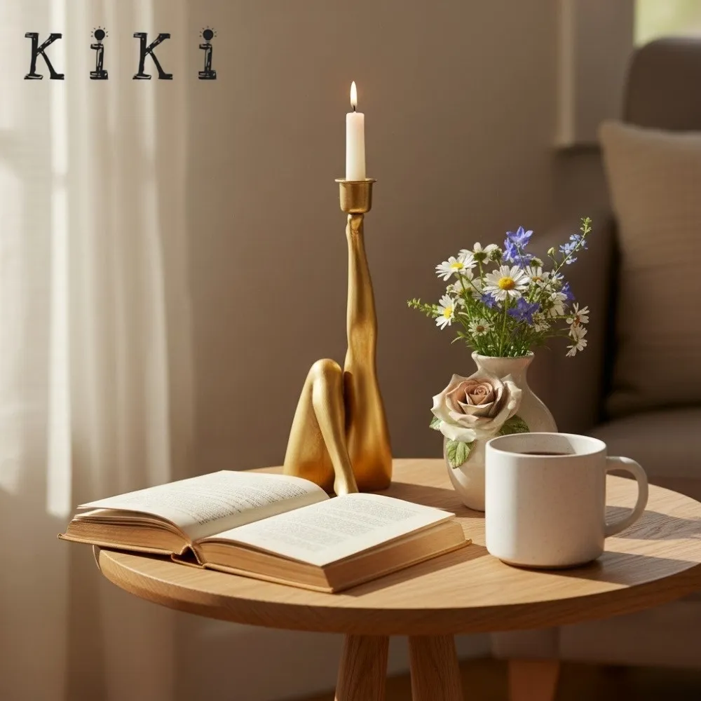 Kickra Sculptural Leg Base Candle Holder - Modern Artistic Design Table Or Living Room Decor KL2204