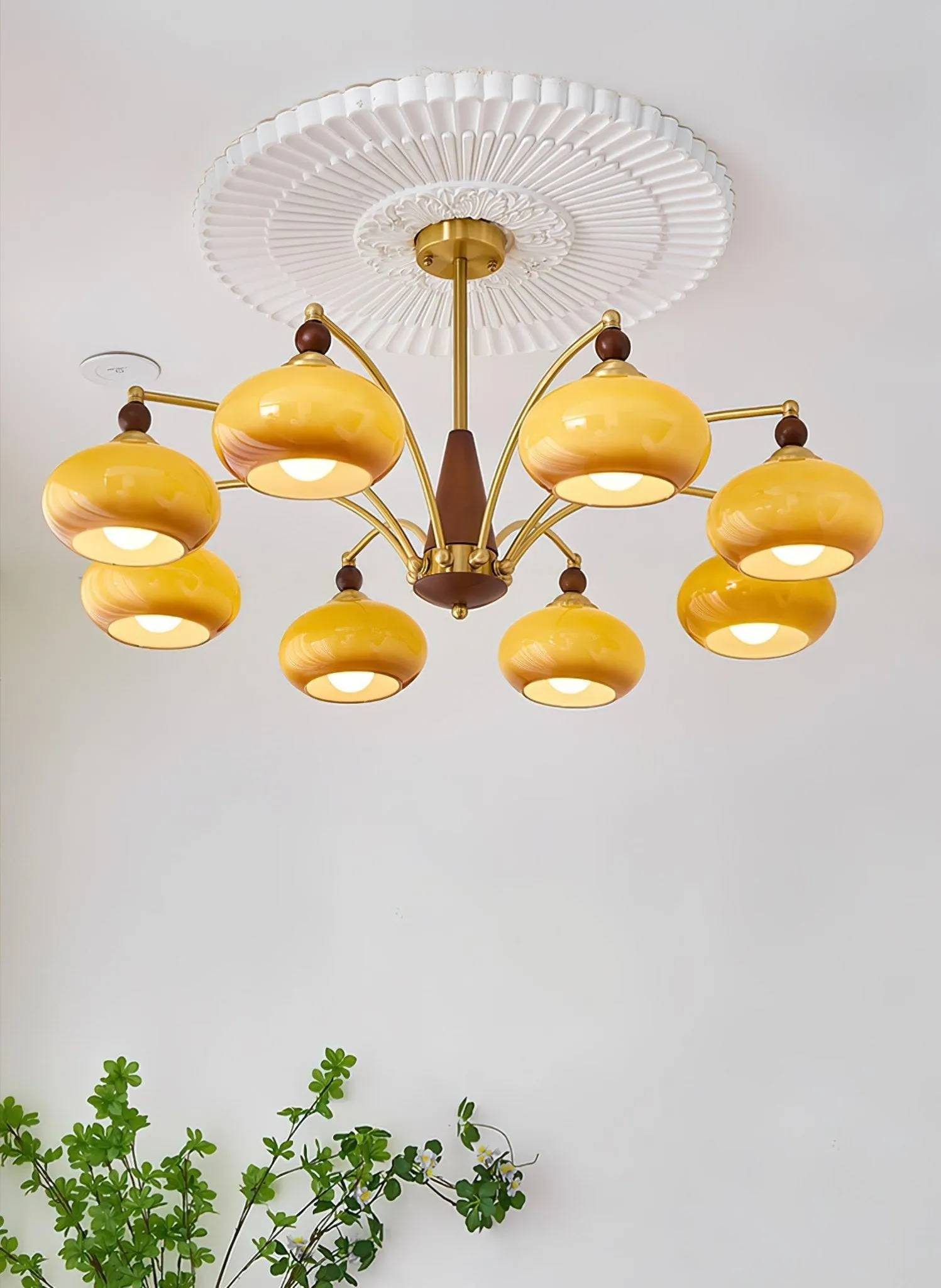 Vintage Multihead Persimmon Chandelier KL609