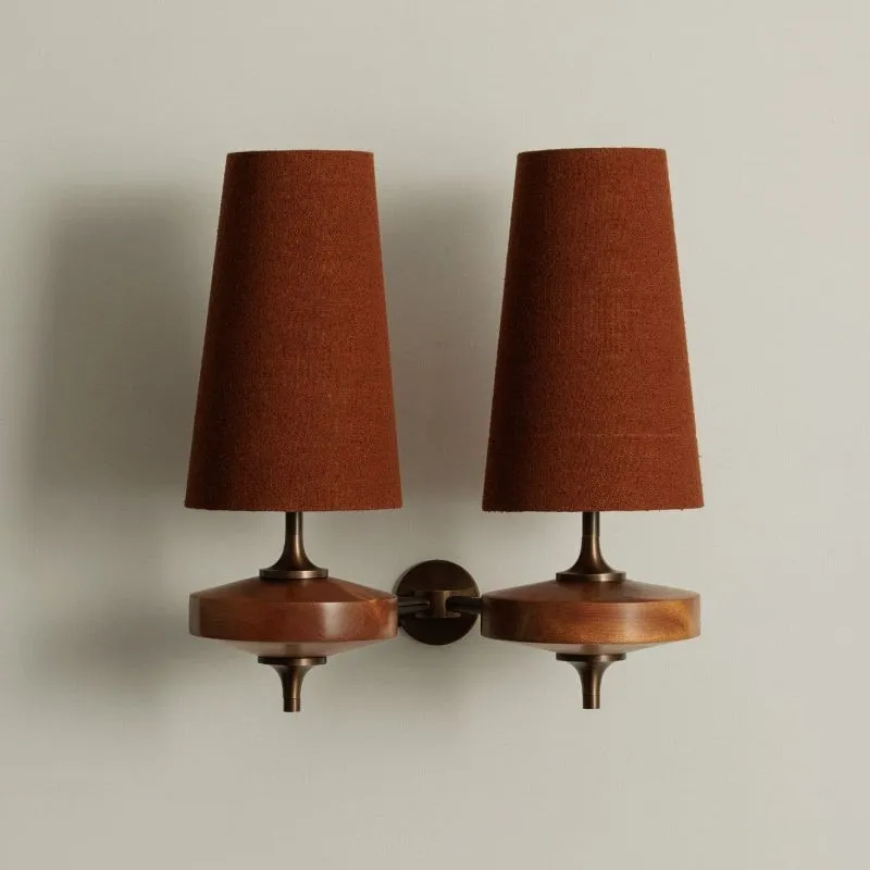 Hour Retro Fabric Shade Wall Sconce – Mid-Century Inspired For Vanity or Bedside KL1176