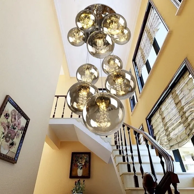 10 Glass Ball Staircase Chandelier