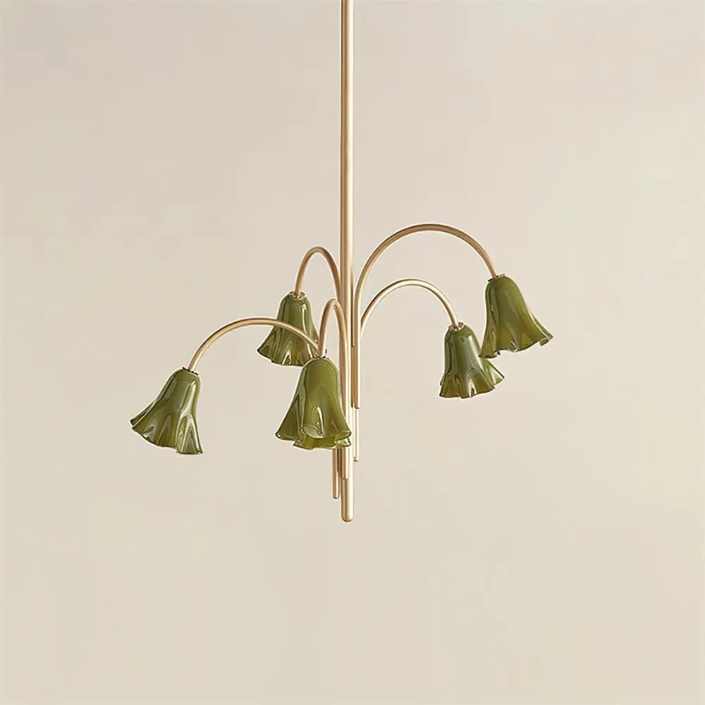 Bellina Modern Romantic Chandelier - Botanical Lily Design with Glass Flowers KL1449