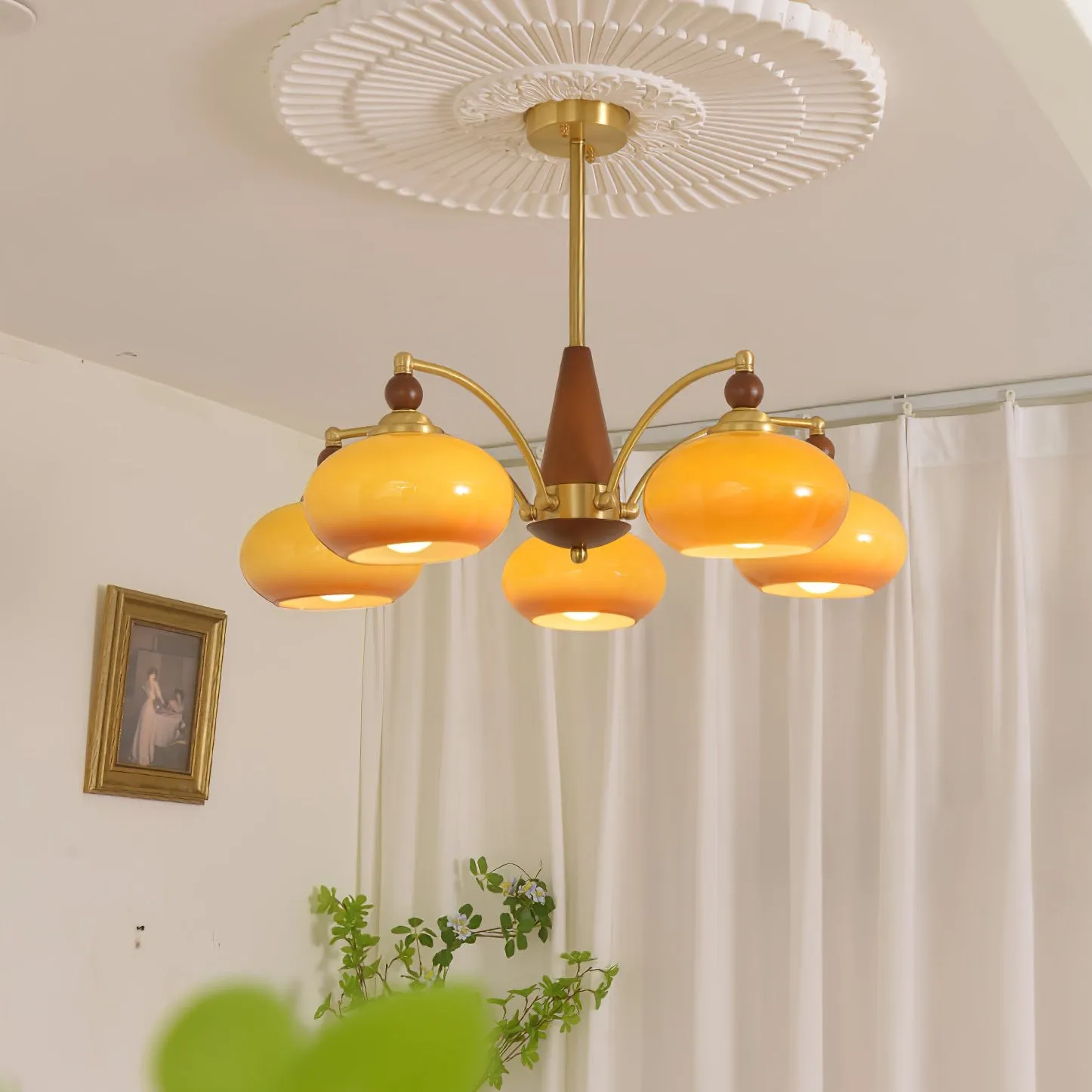 Vintage Multihead Persimmon Chandelier KL609