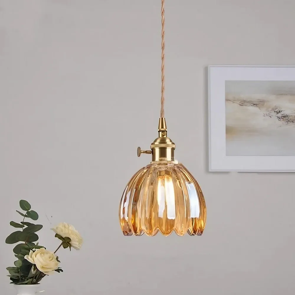 Vintage Glass Flower Pendant Light KL61
