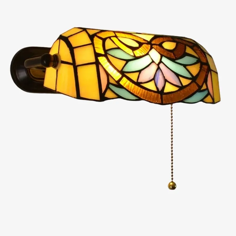 TF Tivanny Floral Stained Glass Wall Light - Tiffany Inspired Wall Sconce for Bedroom A24