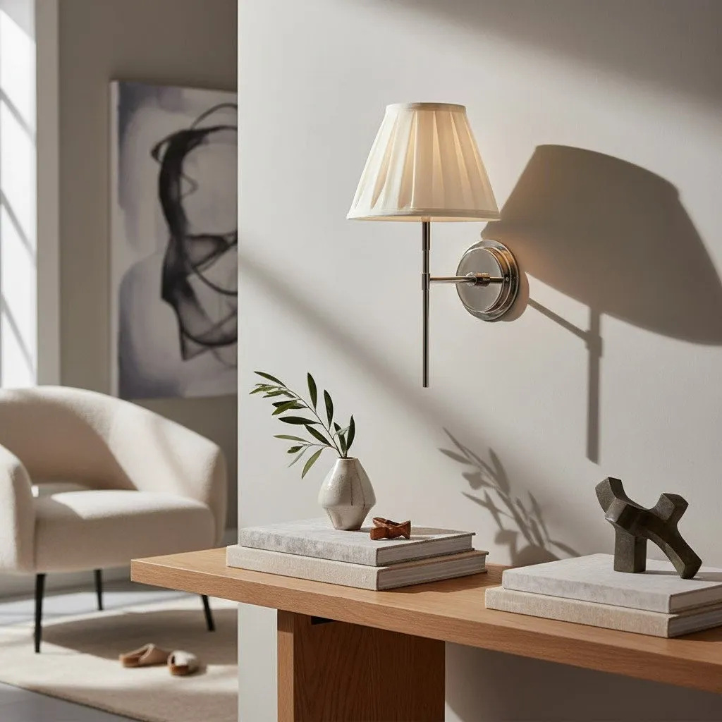 Cremaris Metal Wall Light with Fabric Shade - Timeless Sconce for Interior Lighting KL1973