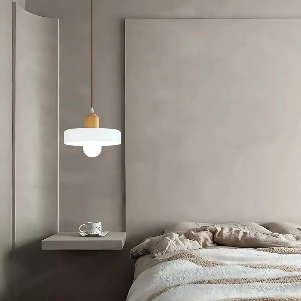 Modern Nordic Disc Orb Glass Wood Pendant Light KL884