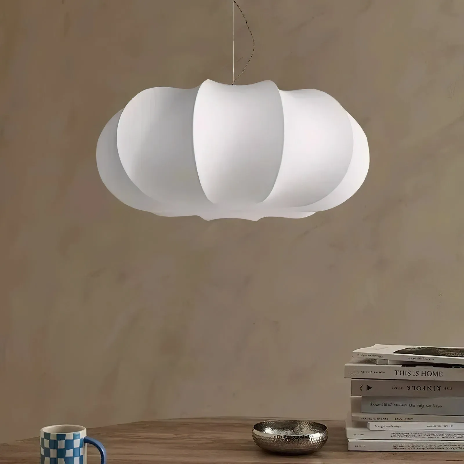 Modern Creative Flat Round Silk Pendant Lamp KL536