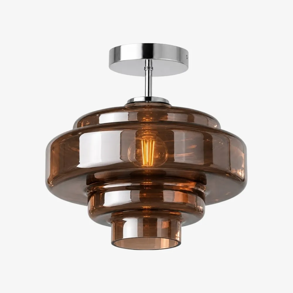 Koloro Glass Ceiling Light - Layered Rounded Design Lampshade for Hallway or Cloakroom A59