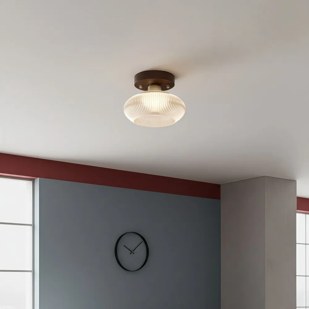 Soliro Sleek Round Glass Ceiling Light - Modern Dome Shade Ceiling Lamp for Entryway KL2221