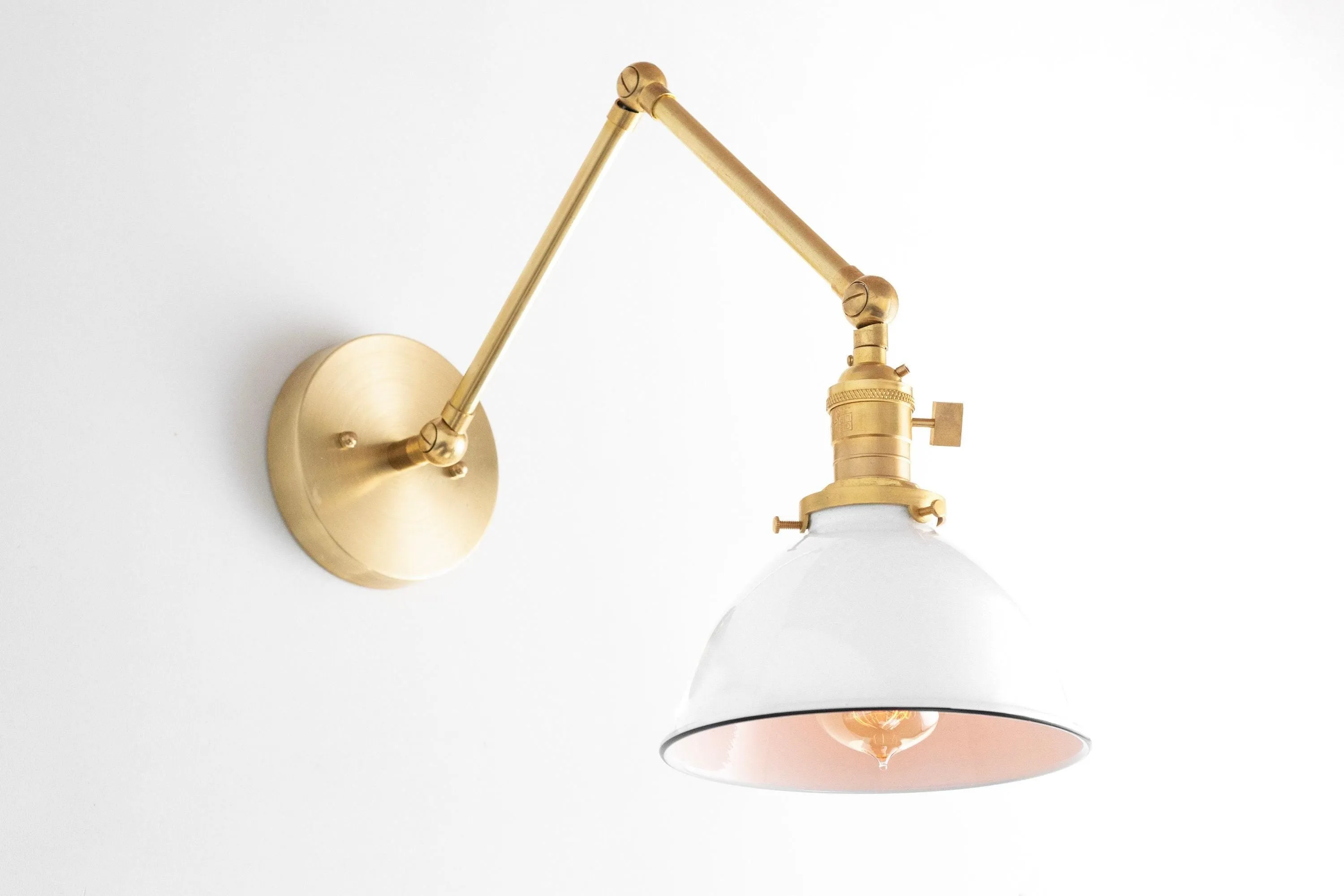 Conique Metal Vintage Industrial Swing Arm Wall Lamp - Adjustable Dome Shade for Study KL1440