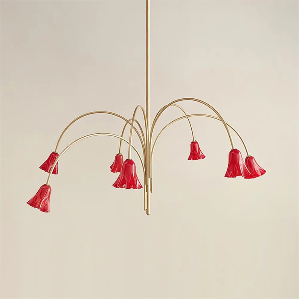 Bellina Modern Romantic Chandelier - Botanical Lily Design with Glass Flowers KL1449