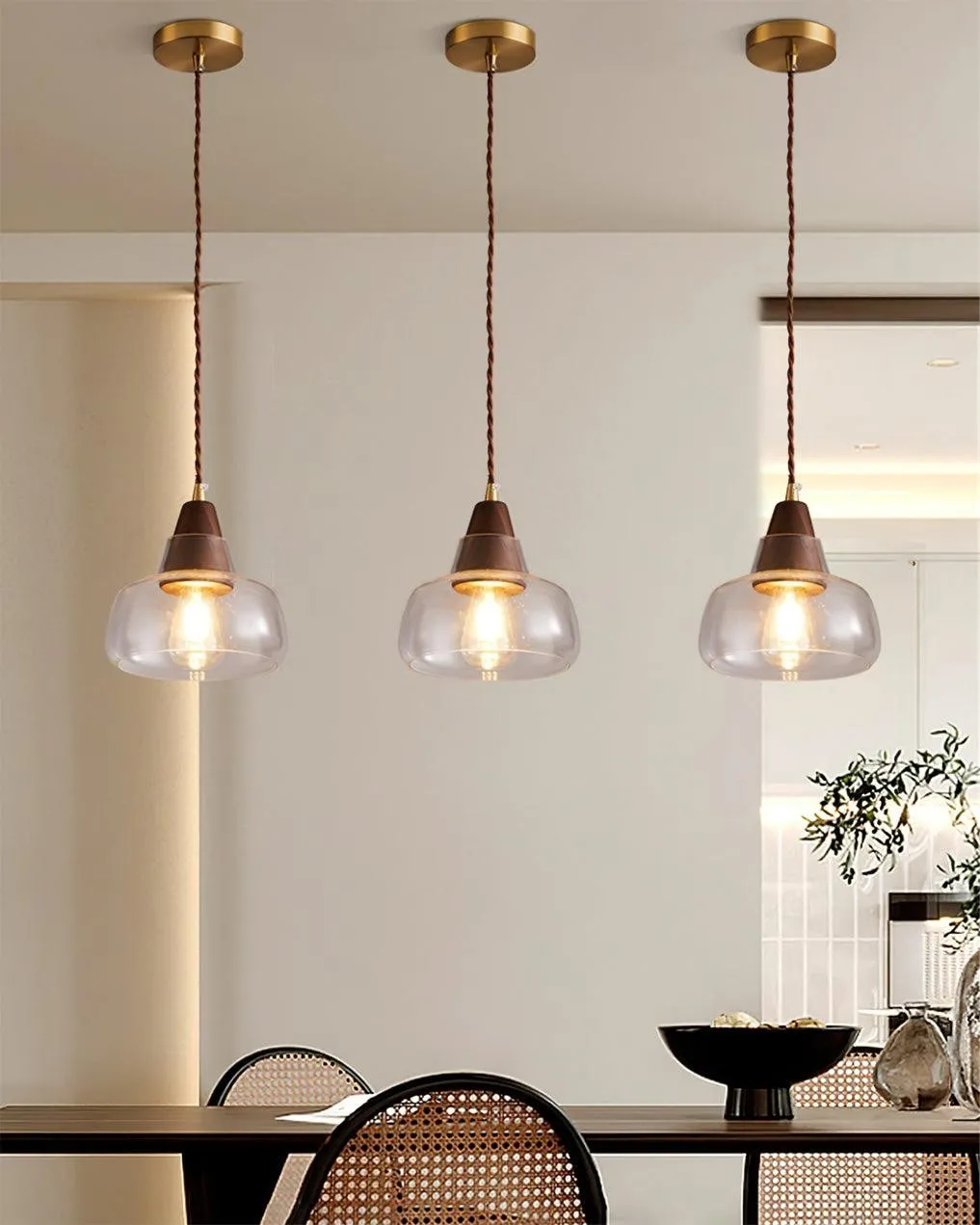 Walnut Glass Pendant Lamp KL751