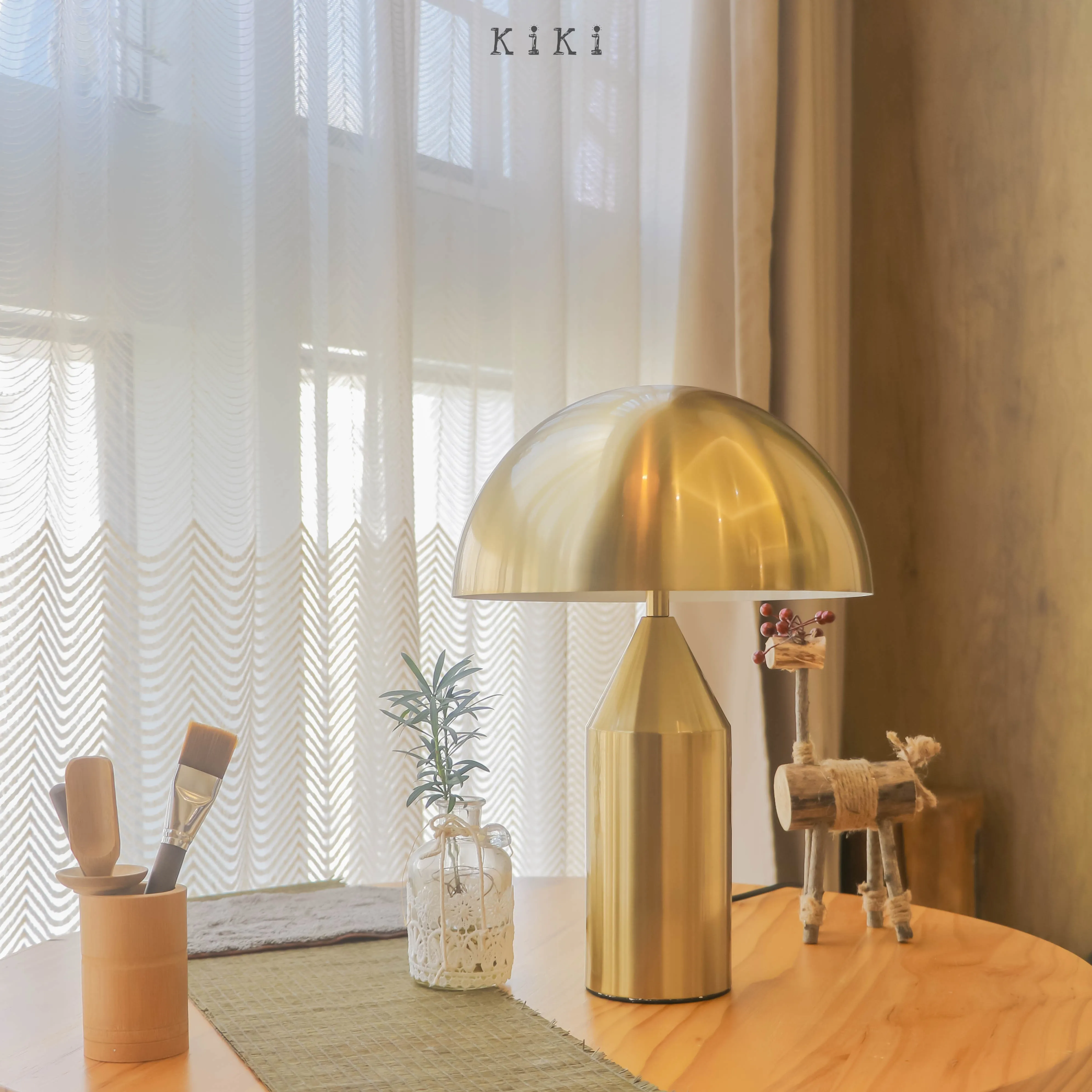 Atollo Metal Table Lamp - Decorative Dome Table Light for Office or Lounge