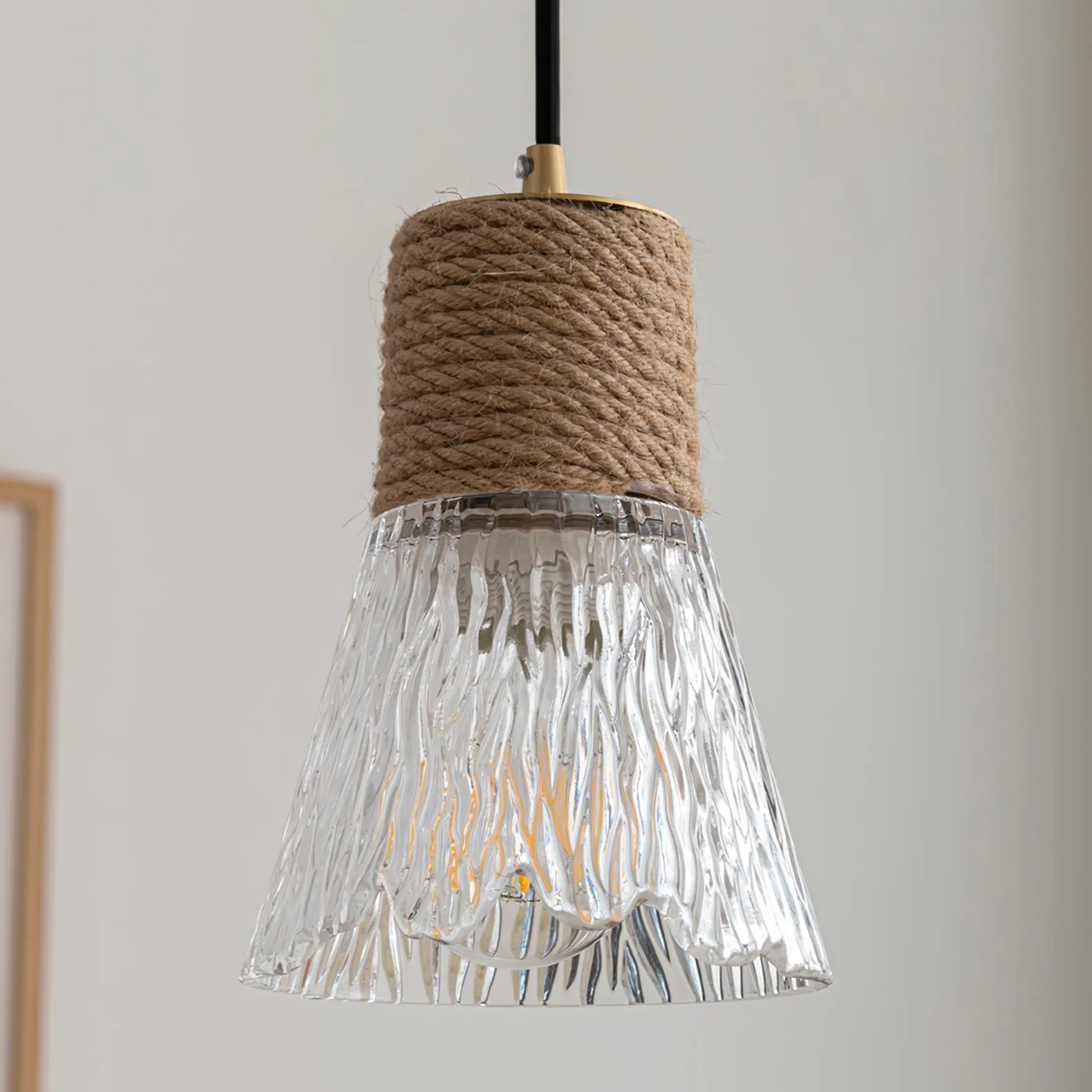 Hemp Rope Glass Pendant Lamp KL1030