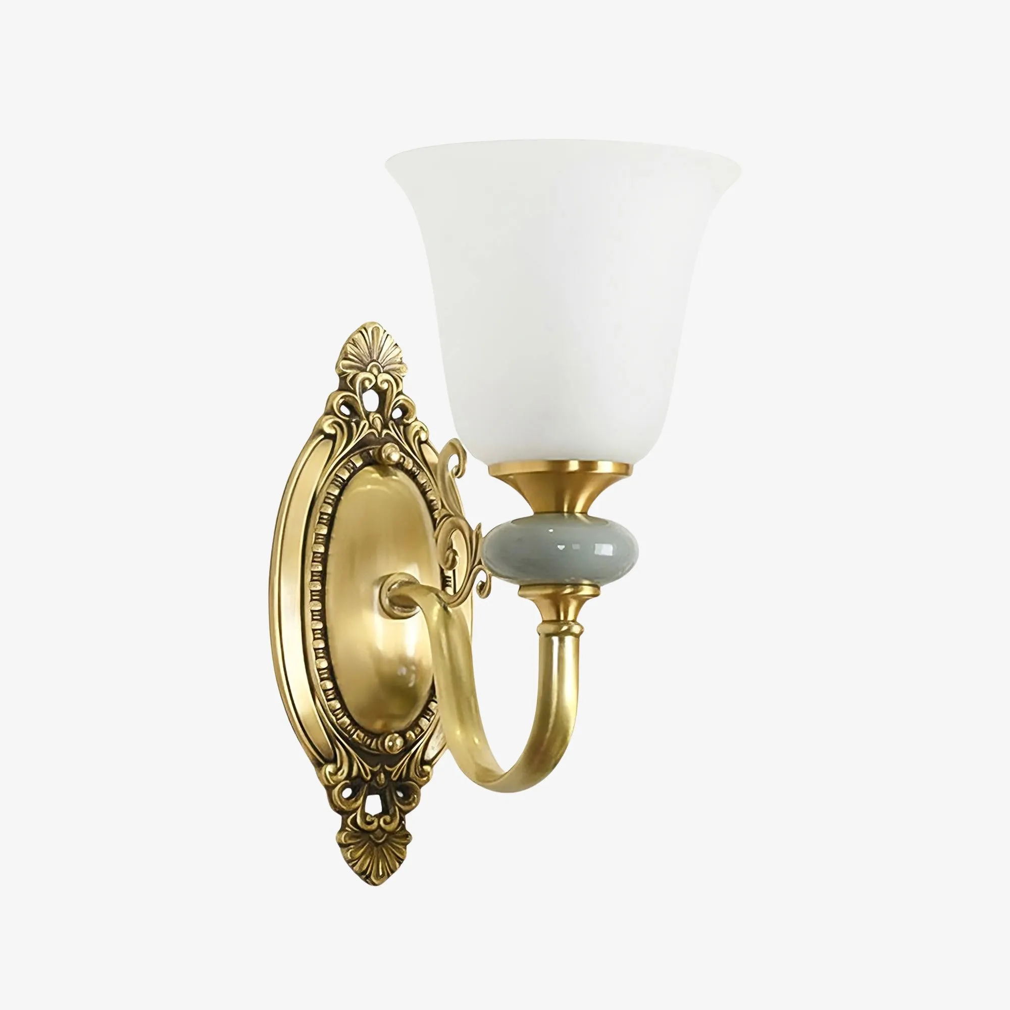 Rowanea Ceramic Wall Sconce with Fabric Shade and Metal Finish - Farmhouse Modern Hallway Light KL2197