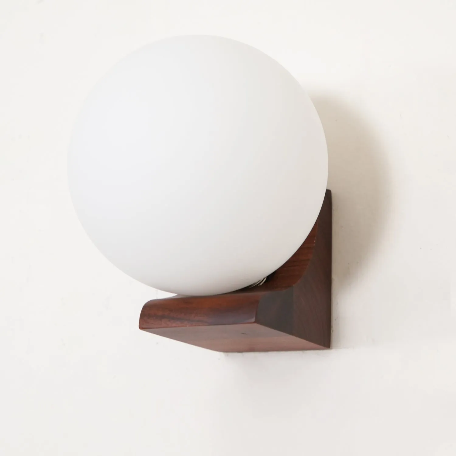 Minimalist Wooden Geometric Bracket Glass Globe Wall Lamp KL361