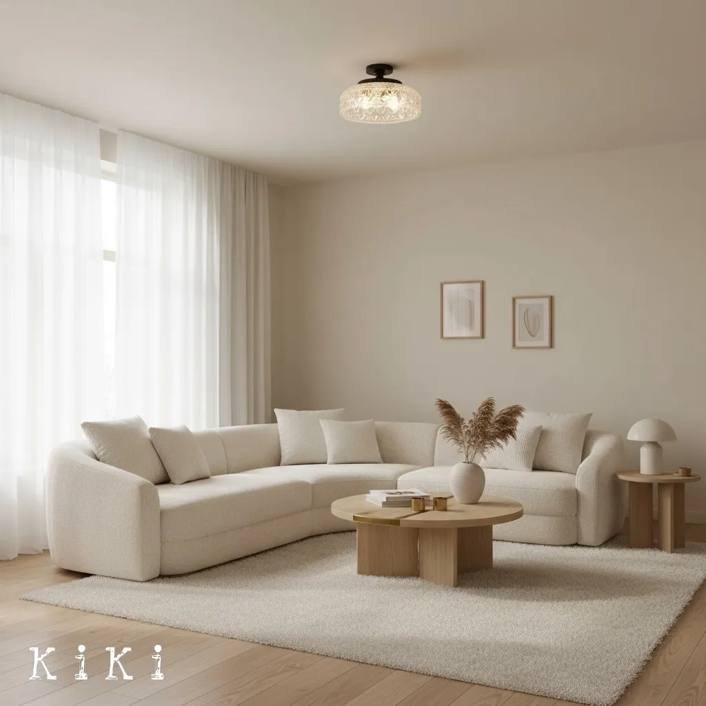 Zenarivo Vintage Floral Glass Ceiling Light -  Rustic Glass Lighting for Living Room KL2234