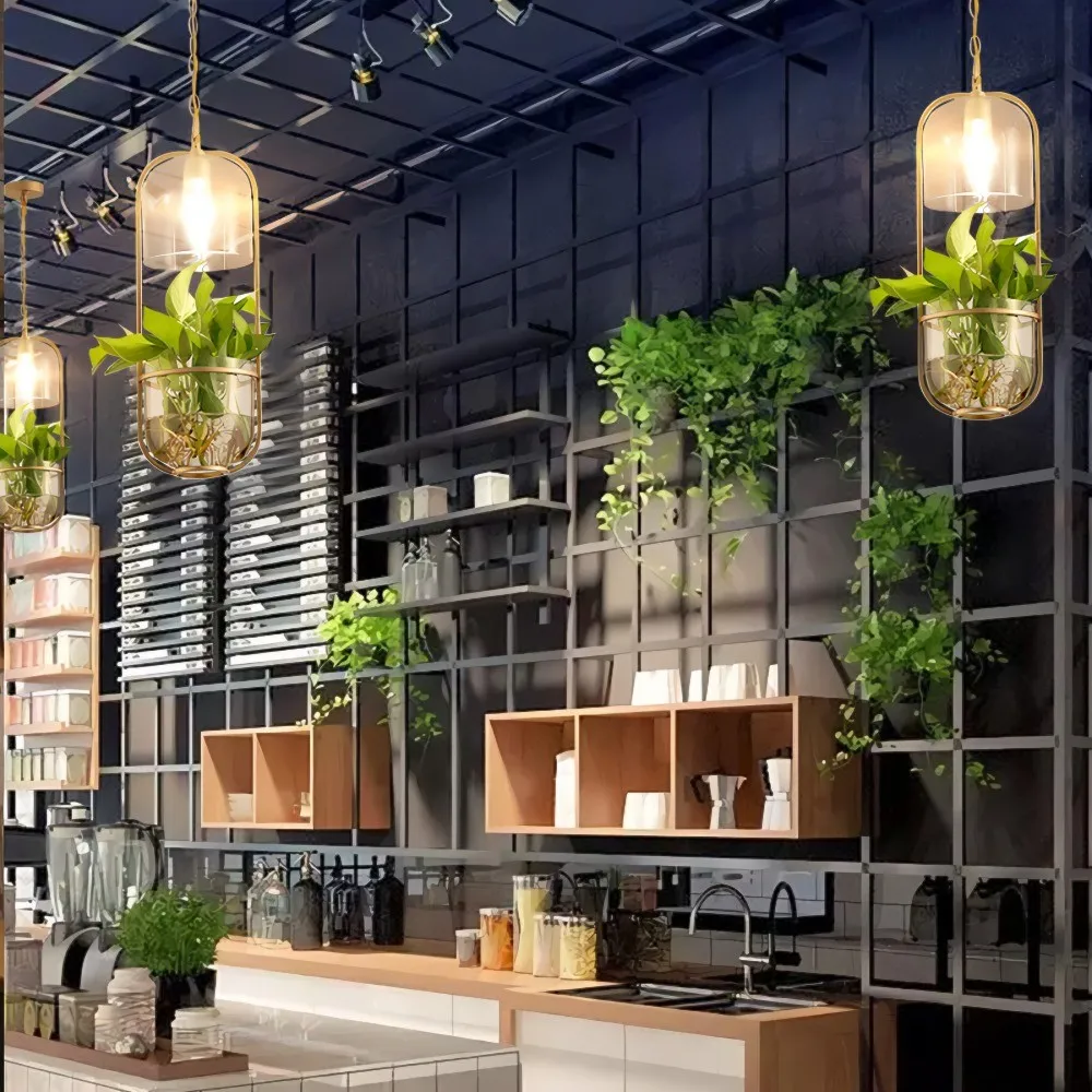 Water Plants Glass Pendant Light