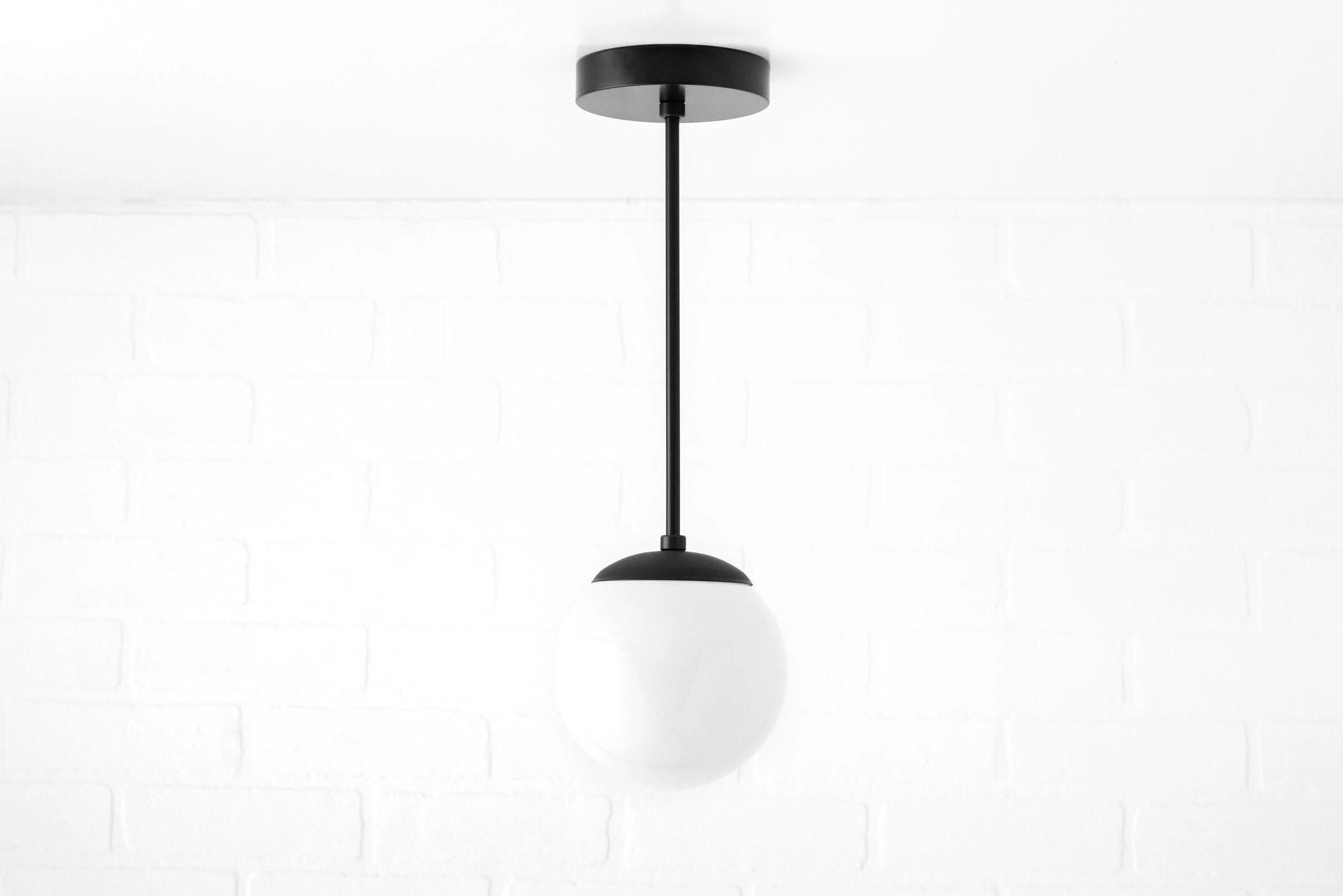 Glorica Glass White Globe Pendant Light - Mid Century Modern Glass Hanging Fixture KL1423